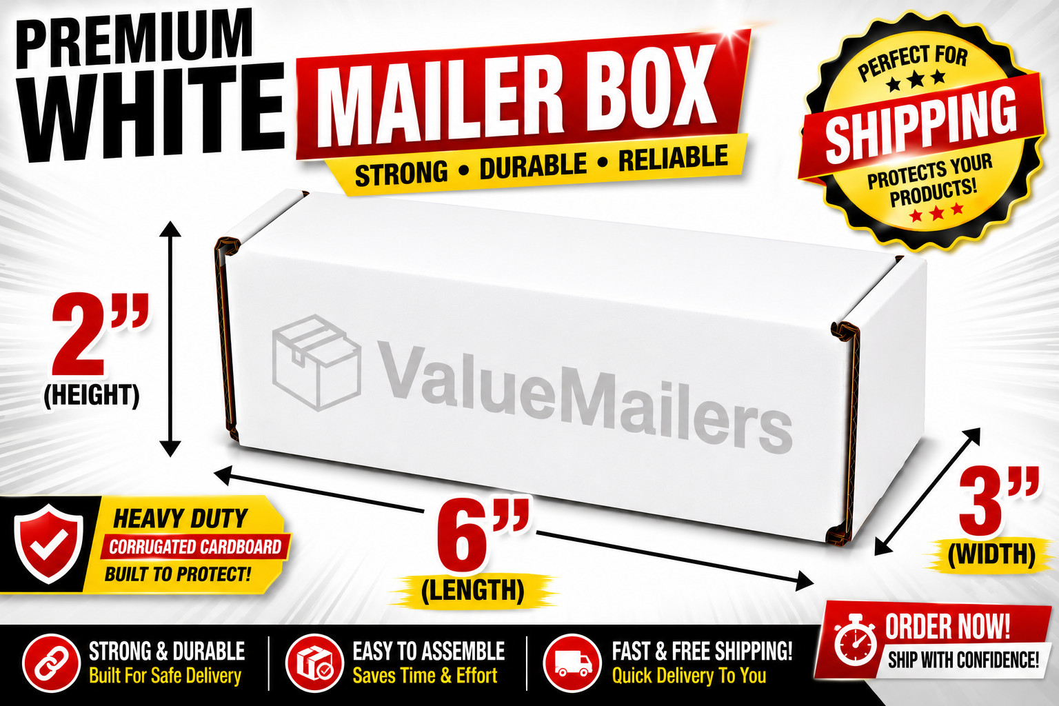 6x3x2 White Corrugated Mailers Shipping Packing Boxes Box Mailer 100 to 500