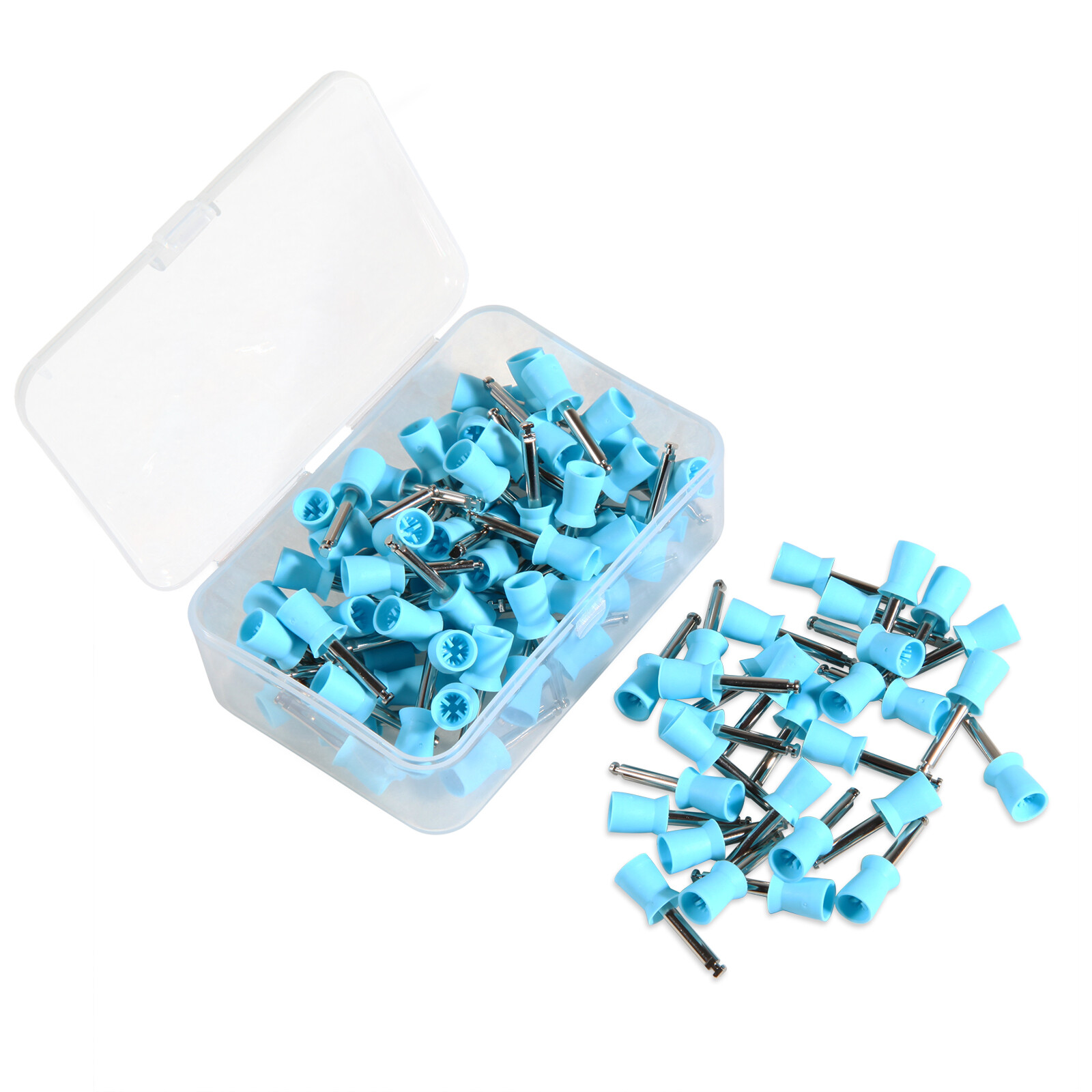 100 Pcs Dental Rubber Prophy Teeth Polish Polishing Cups Latch Type Brushes blue