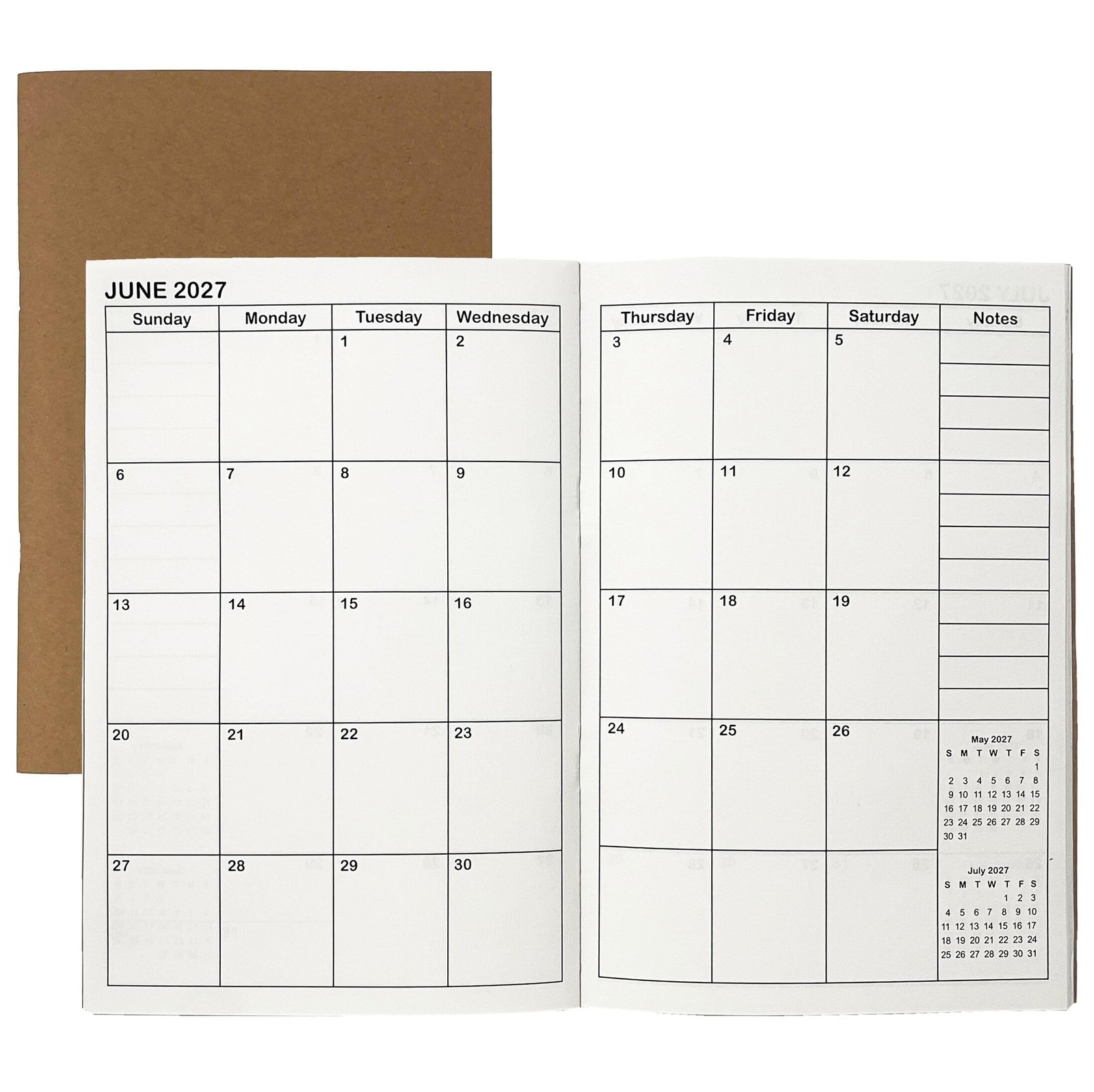A5 Calendar Planner Jan 2026 – Dec 2027, Travelers Notebook Inserts for 2 Yea