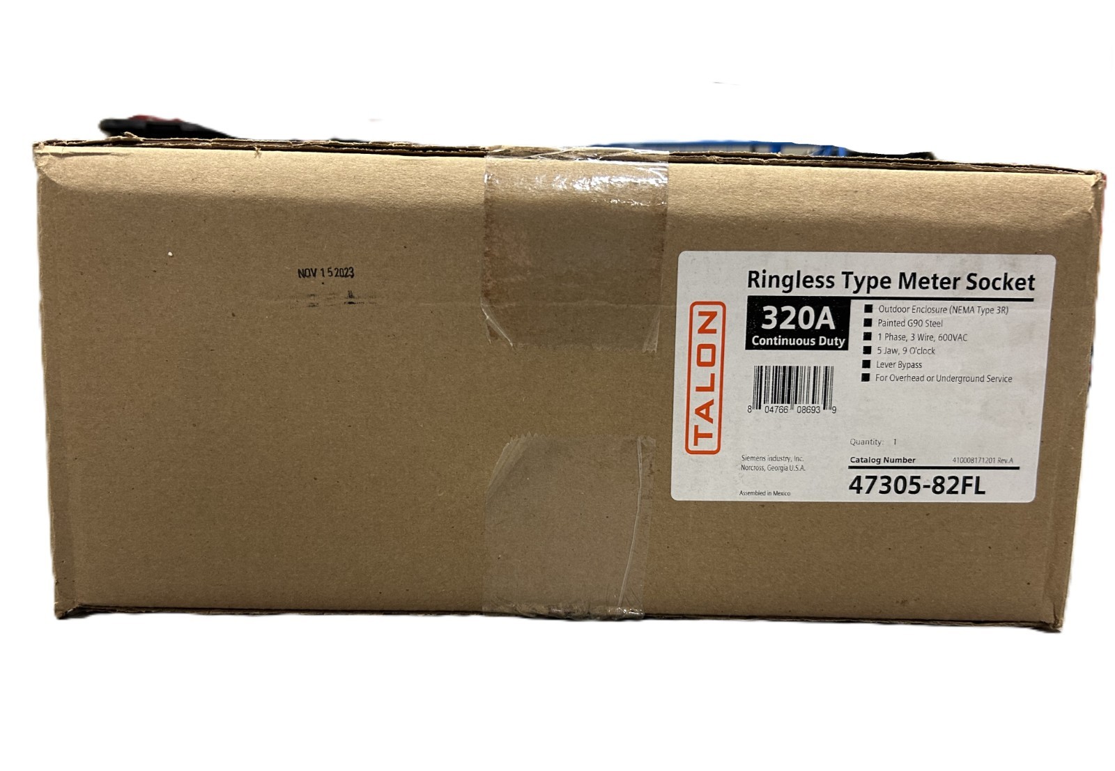 Siemens 47305-82FL Talon Ringless Meter Socket Outdoor Enclosure 320A 600VAC