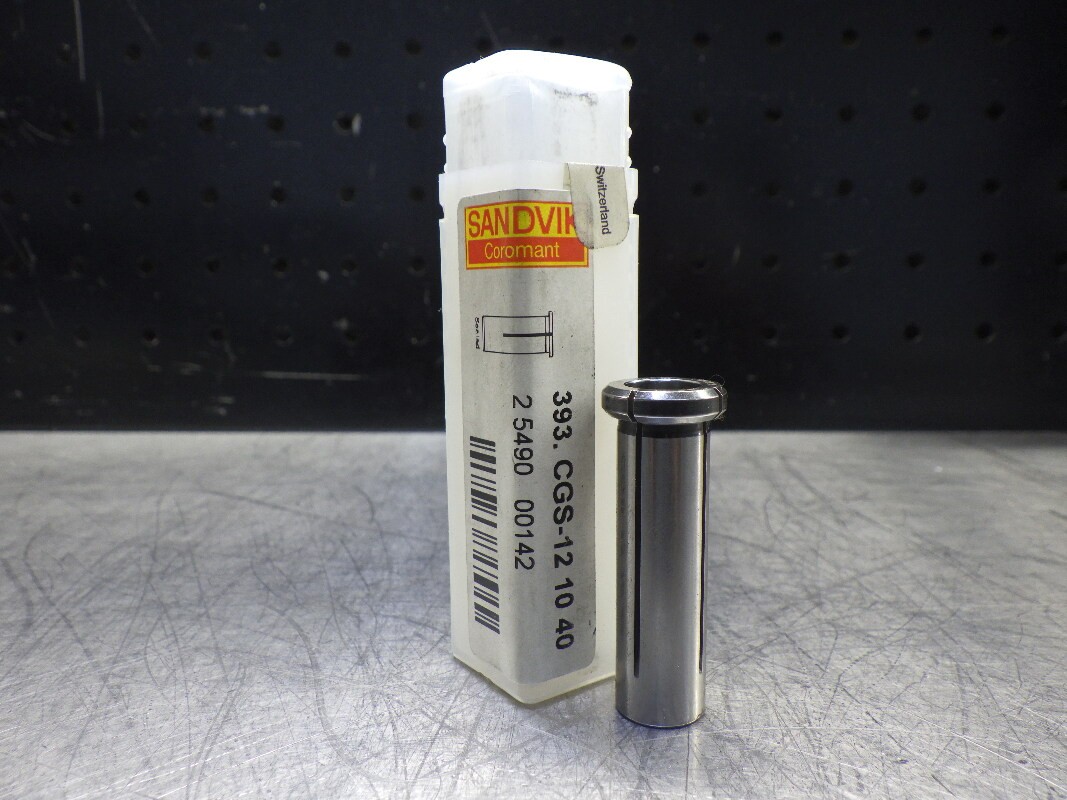 Sandvik 12mm O.D. -10mm I.D. Straight Collet 393.CGS-12 10 40 (LOC2098A)