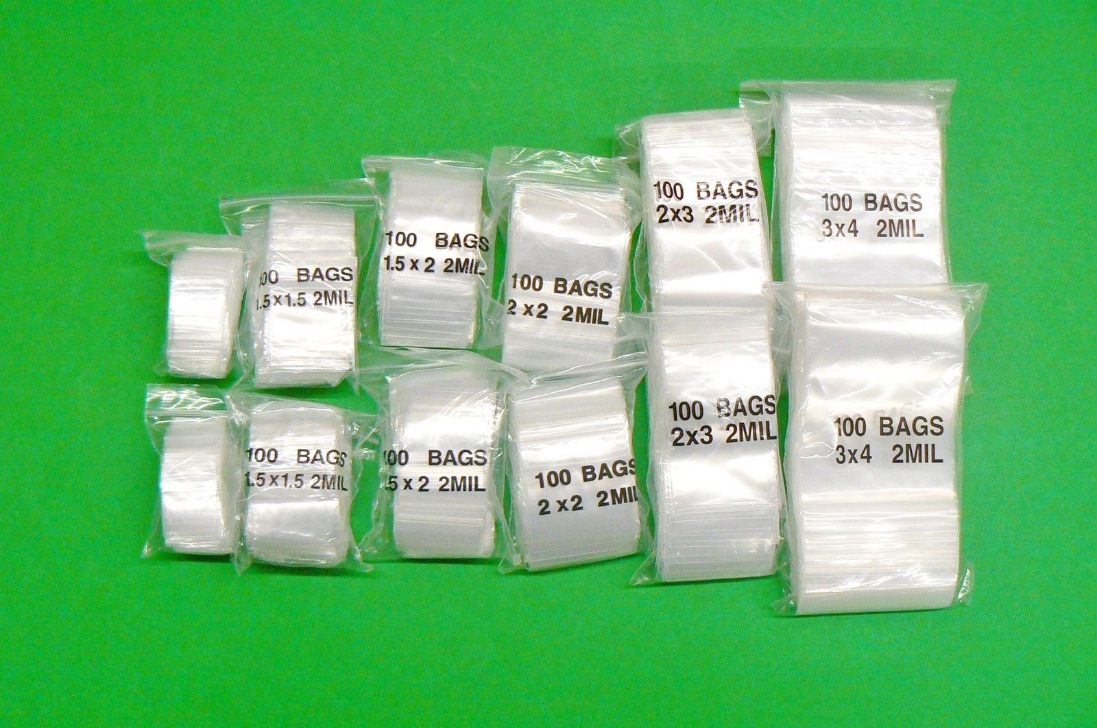 1200 Bags Assorted 2mil Clear Reclosable Assortment 6 Sizes 200each – 1×1 To 3×4