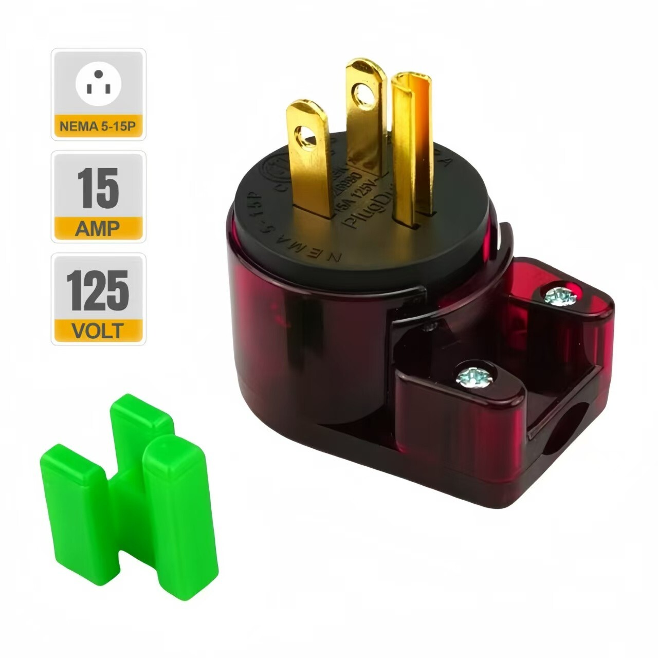 [5PACK]90 Degree USA Canada Male Plug Nema 5-15P 15A 125V 3-Prong Angle DIY Plug