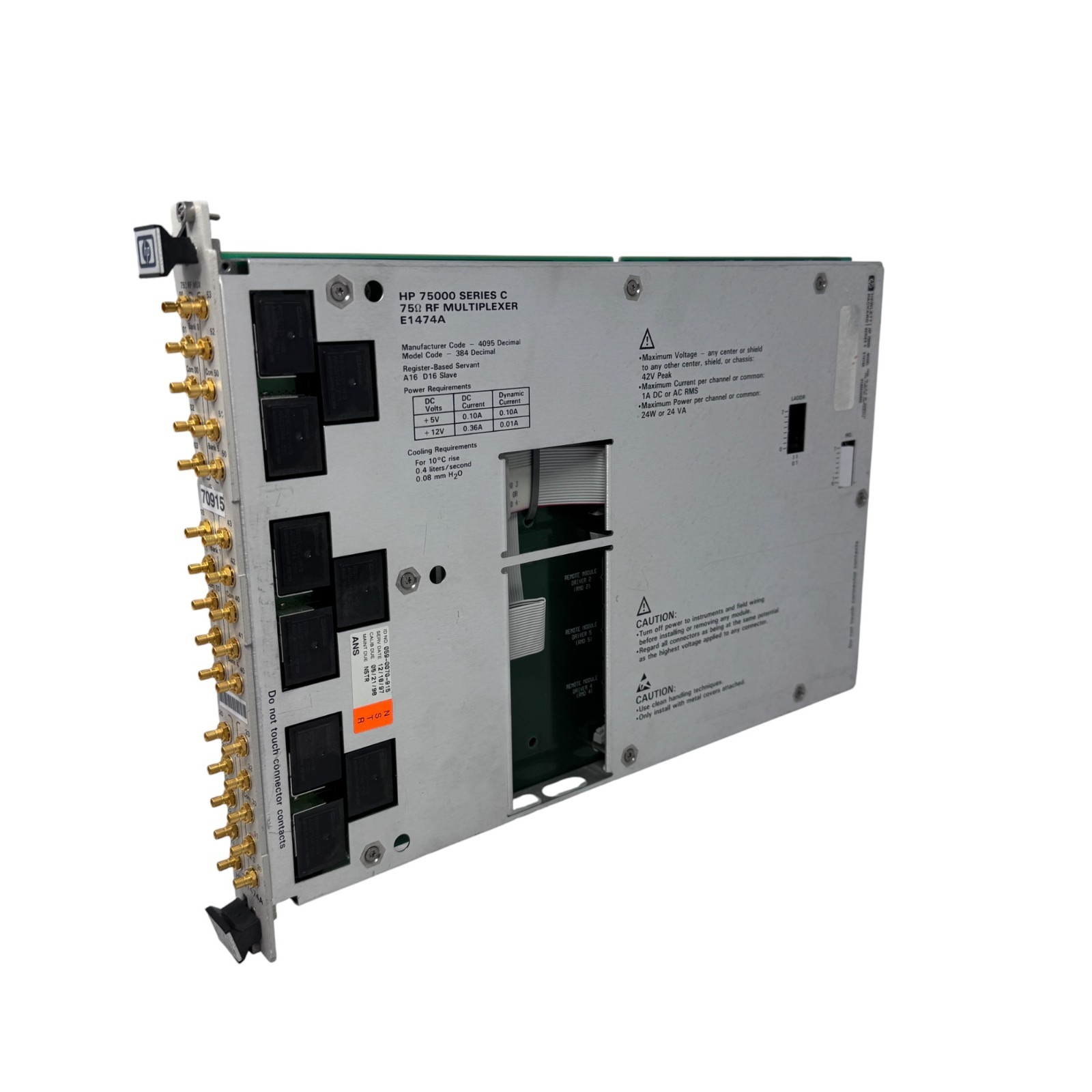 HP / Agilent E1474A 75 Ohm RF Multiplexer VXI Module Series C Six 1×4 Banks