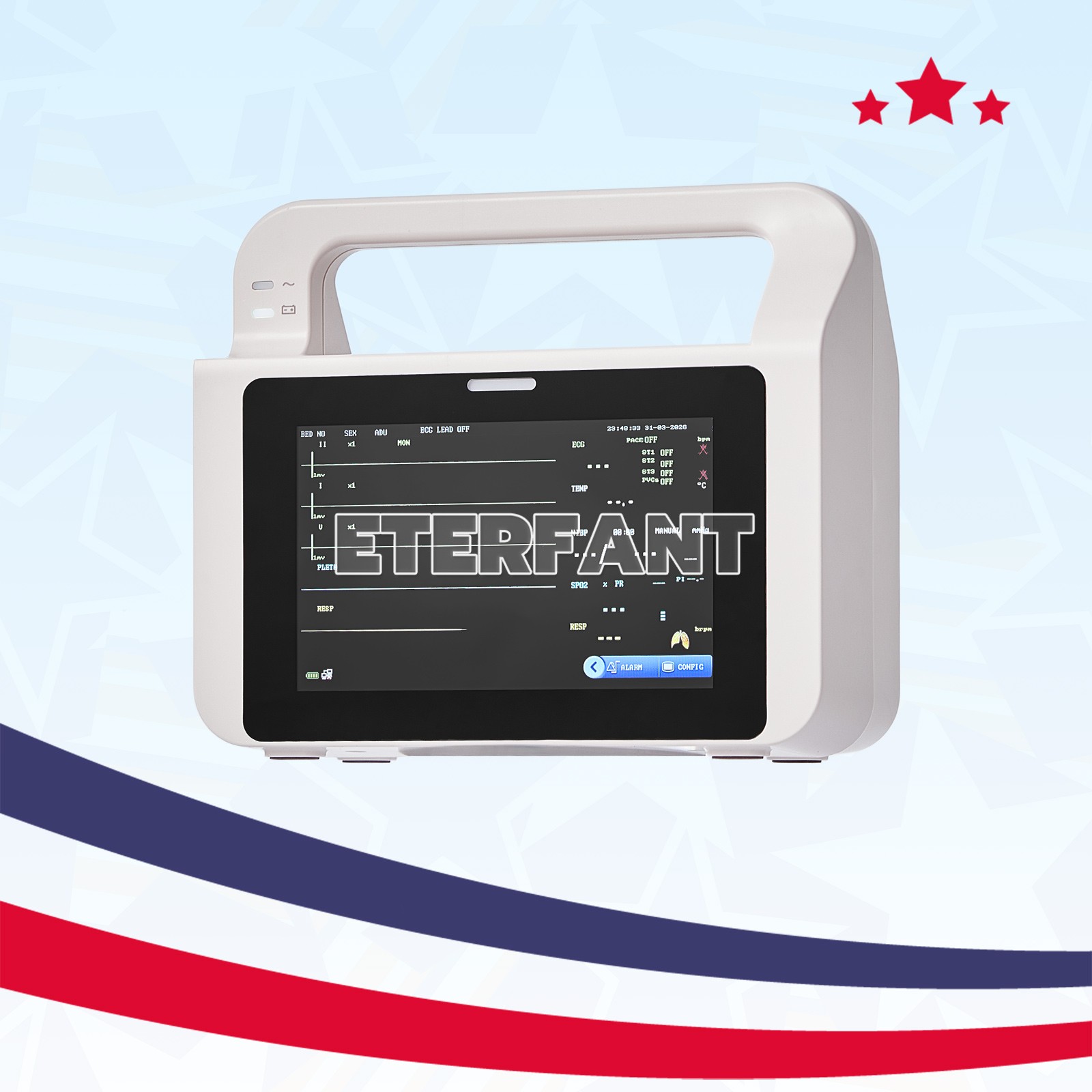 5 inch Touch Screen Multi-parameter Patient Monitor ECG RESP TEMP NIBP SPO2 PR