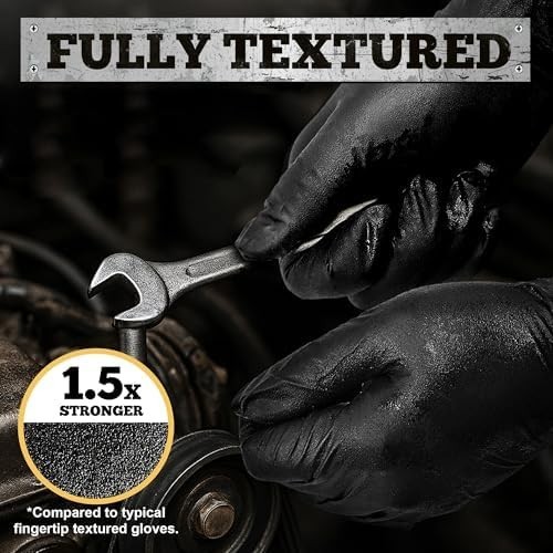 100X Black Nitrile Nitro Powder Free Disposable Gloves – Heavy Duty 6g Thickness