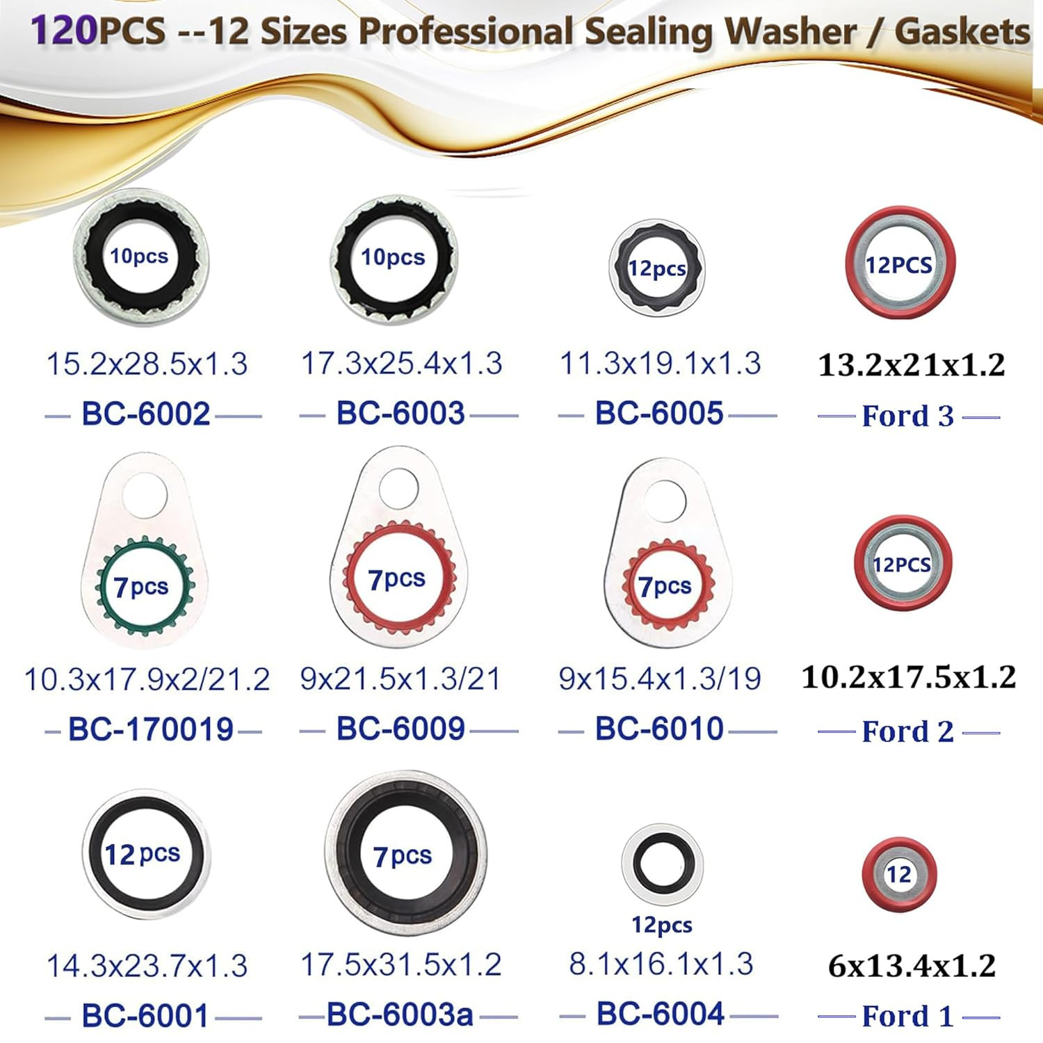A/C O Ring Kit, 400PCS O Ring Assortment Kit, 120PCS AC Seal Kit, AC Valve Core