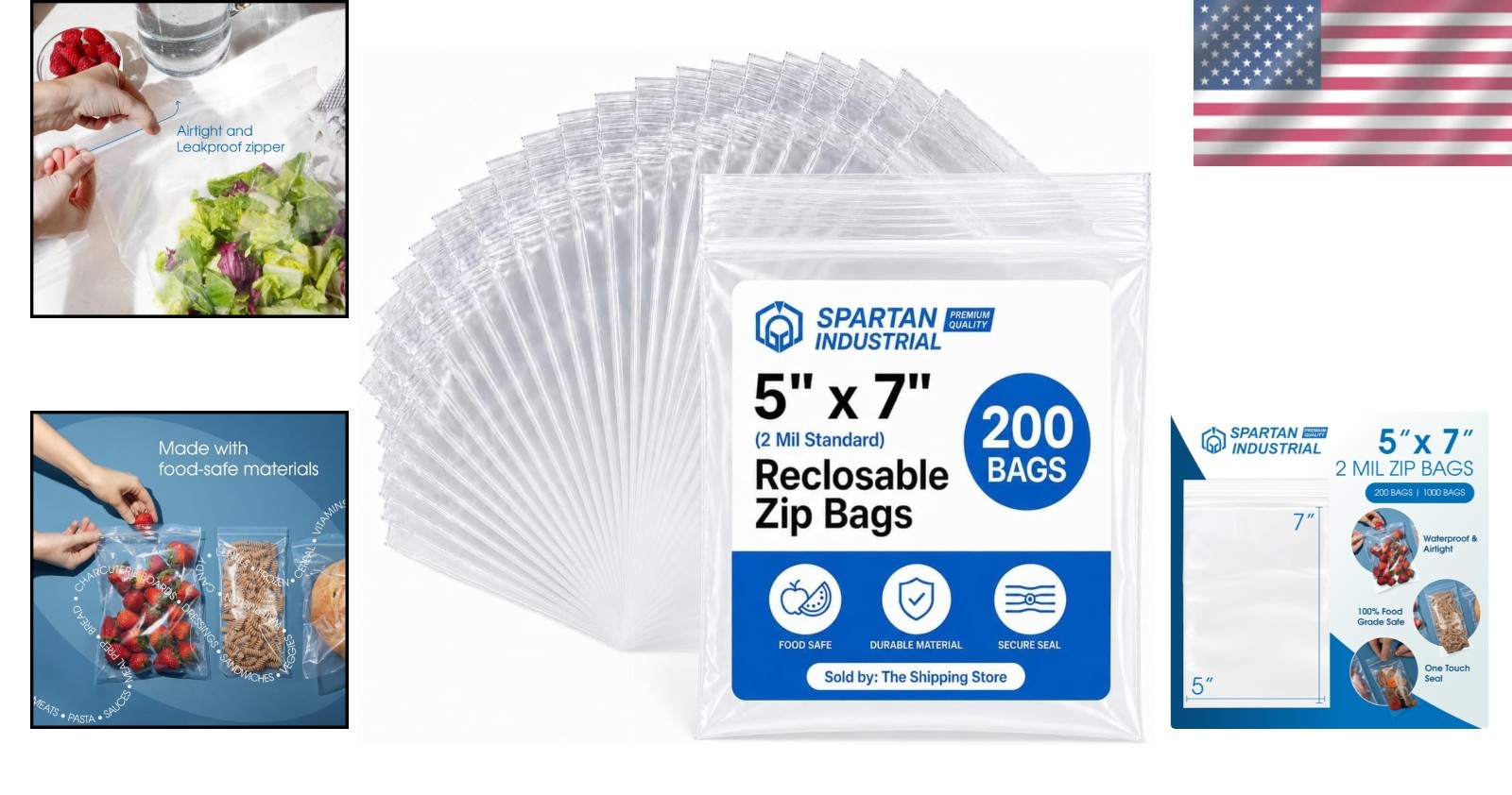 Quality 5″ x 7″ 200 Count Resealable Plastic Poly Bags – Waterproof & Secure