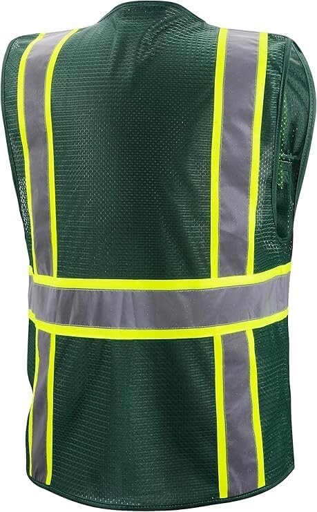 Green Two Tones Safety Vest ,With Multi-Pocket Tool