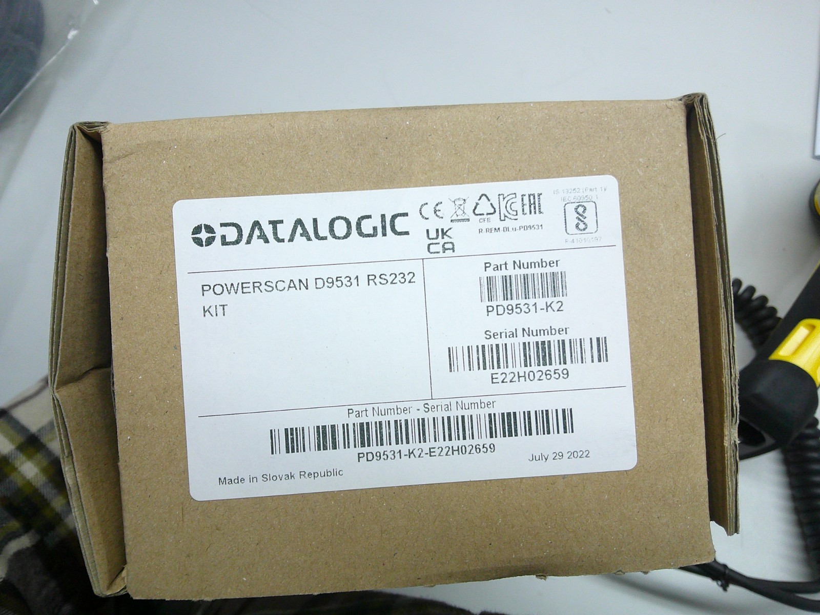 NEW Datalogic Powerscan Handheld Scanner PD9531-K2 Standard 5VDC RS-232 Kit