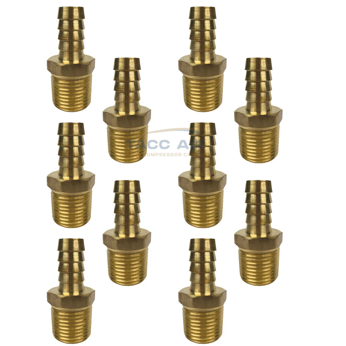 10 Pack 1/2″ ID Hose Barb x 1/2″ Male NPT Pipe Thread Brass Straight End Fitting