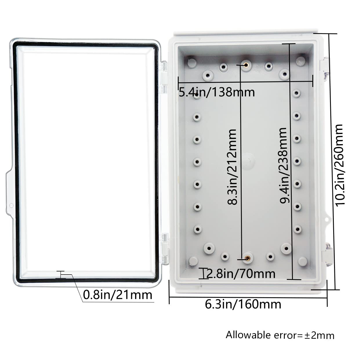 Junction Box ABS Plastic Dustproof Waterproof IP67 Electrical Boxes Hinged Shell