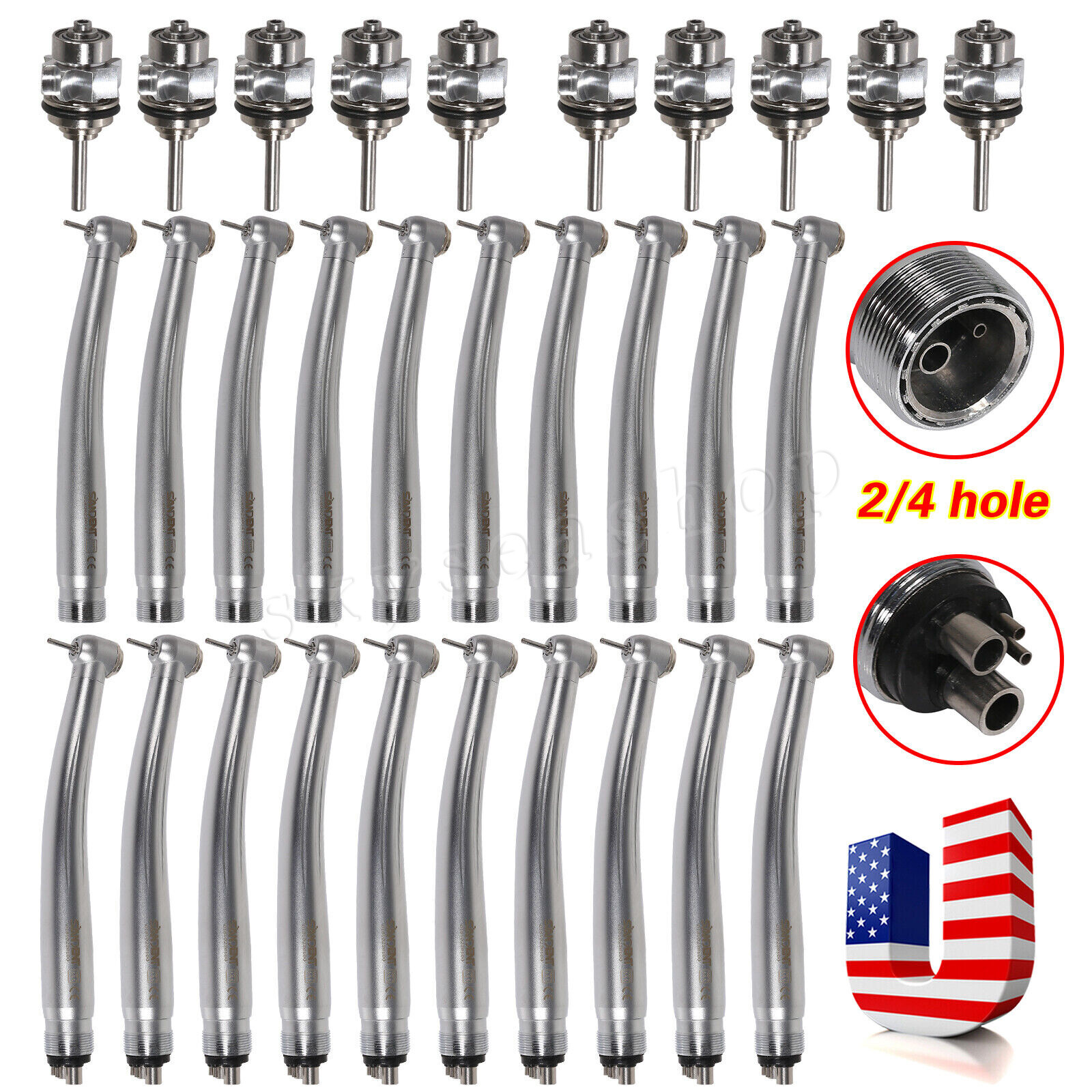 10 Packs NSK Pana Max Style Dental High Speed Turbine Handpiece Push Button 2/4H