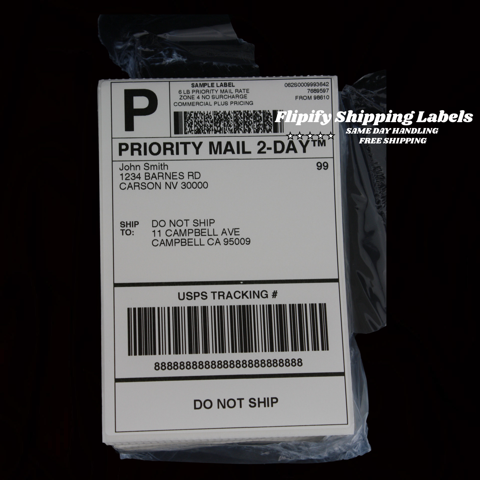 500 4×6 Fanfold Direct Thermal Shipping Labels for Zebra & Rollo Printers