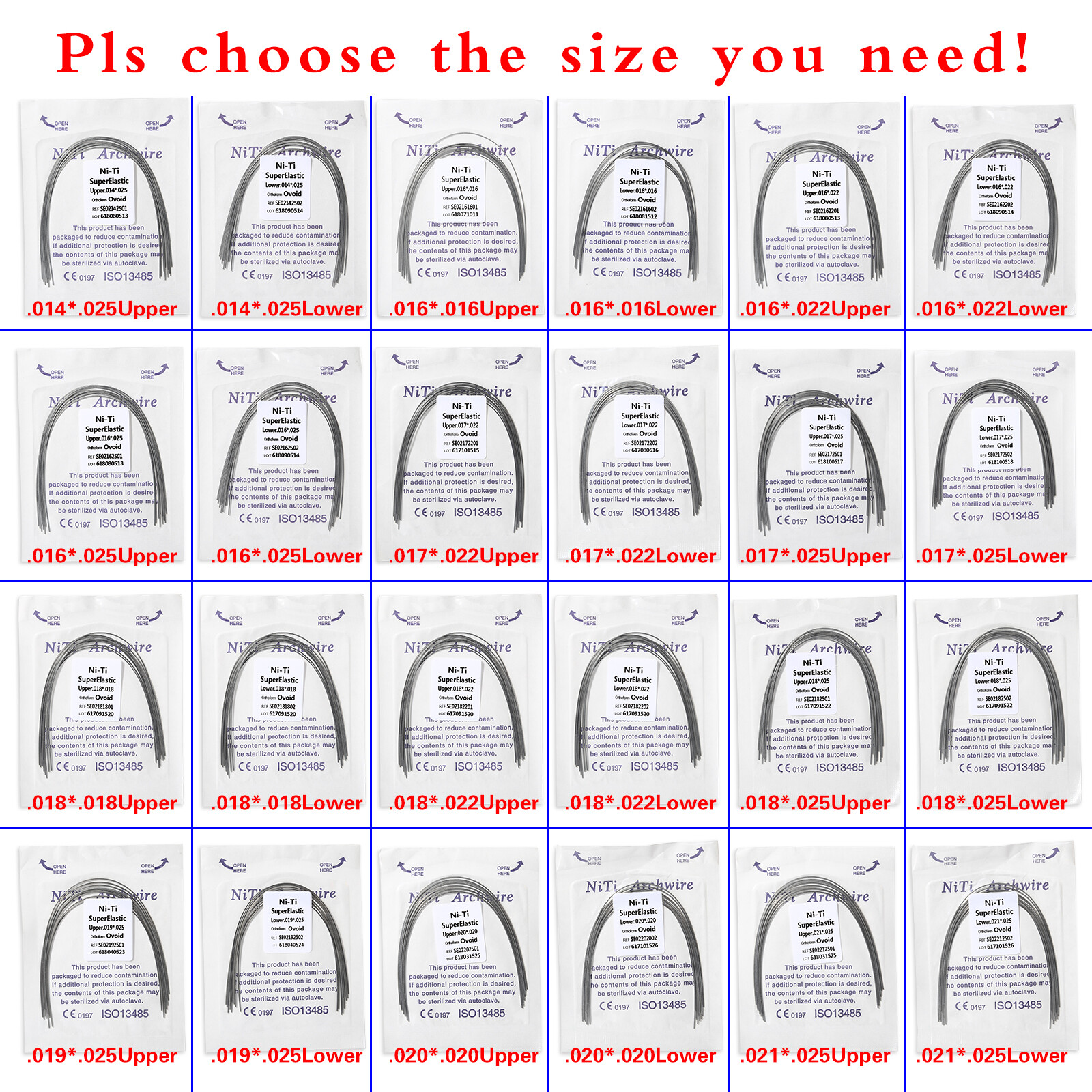 20 bags Dental Orthodontic Super Elastic Niti Rectangular Arch Wires Ovoid Form