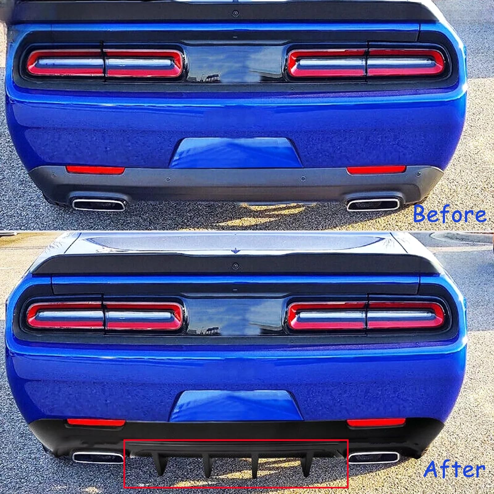 Rear Bumper Diffuser Dodge Challenger SRT SXT 2015-2023 Glossy Black Shark Fins