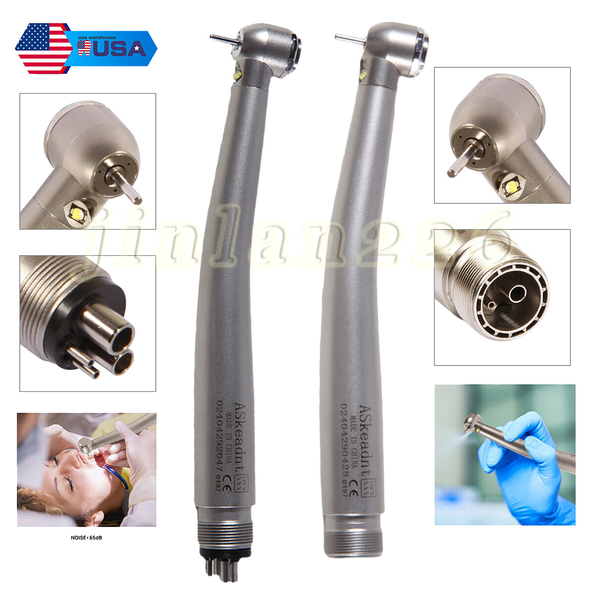 Dental High Speed Handpiece LED Air Turbine 2/4Hole E-generator Triple Spray