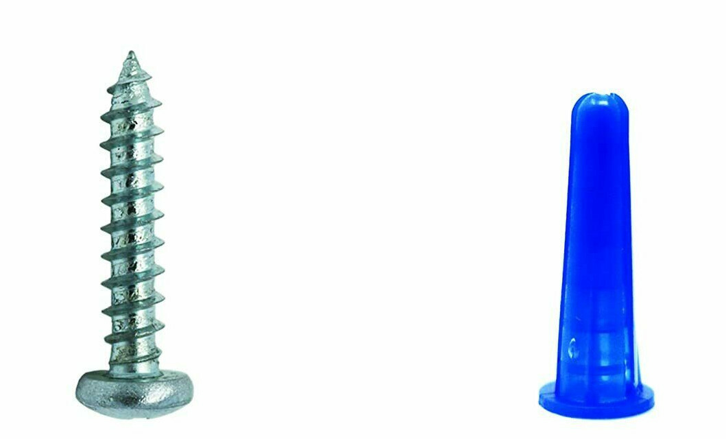 Conical Plastic Anchors 1/4″ #10-#12 x 1″ Blue, Red, White or Clear, Made in USA