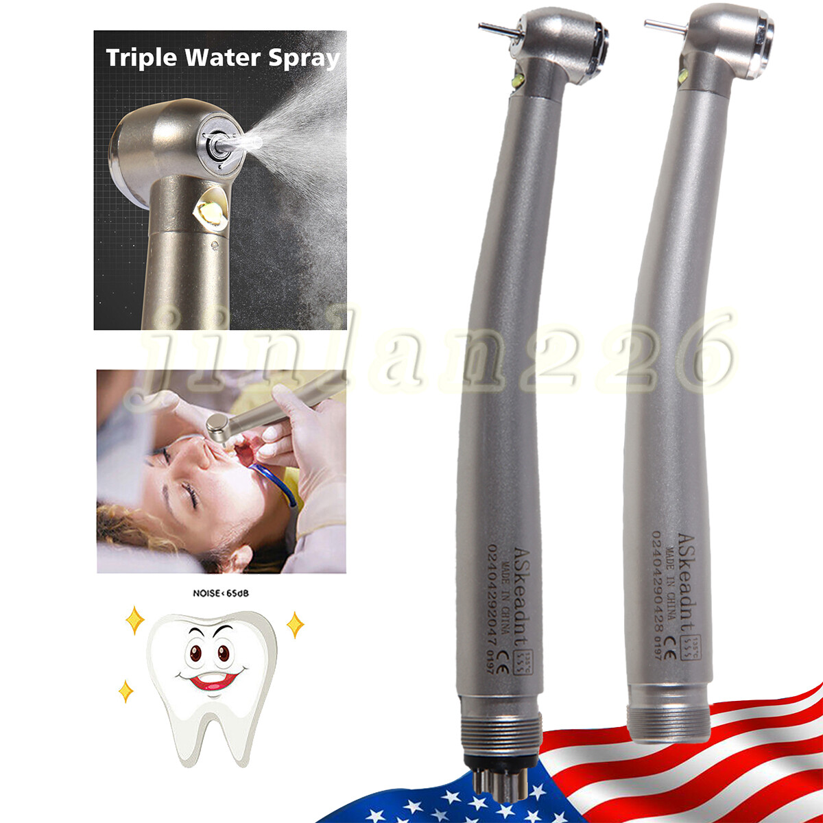 Dental High Speed Handpiece LED Air Turbine 2/4Hole E-generator Triple Spray