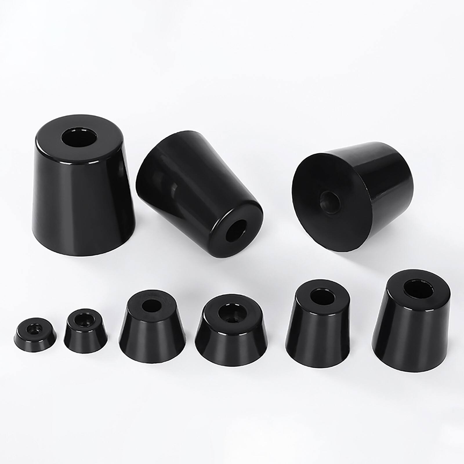 Black Round Rubber Feet Small & Large For Furniture Machine Appliance Audio Foot