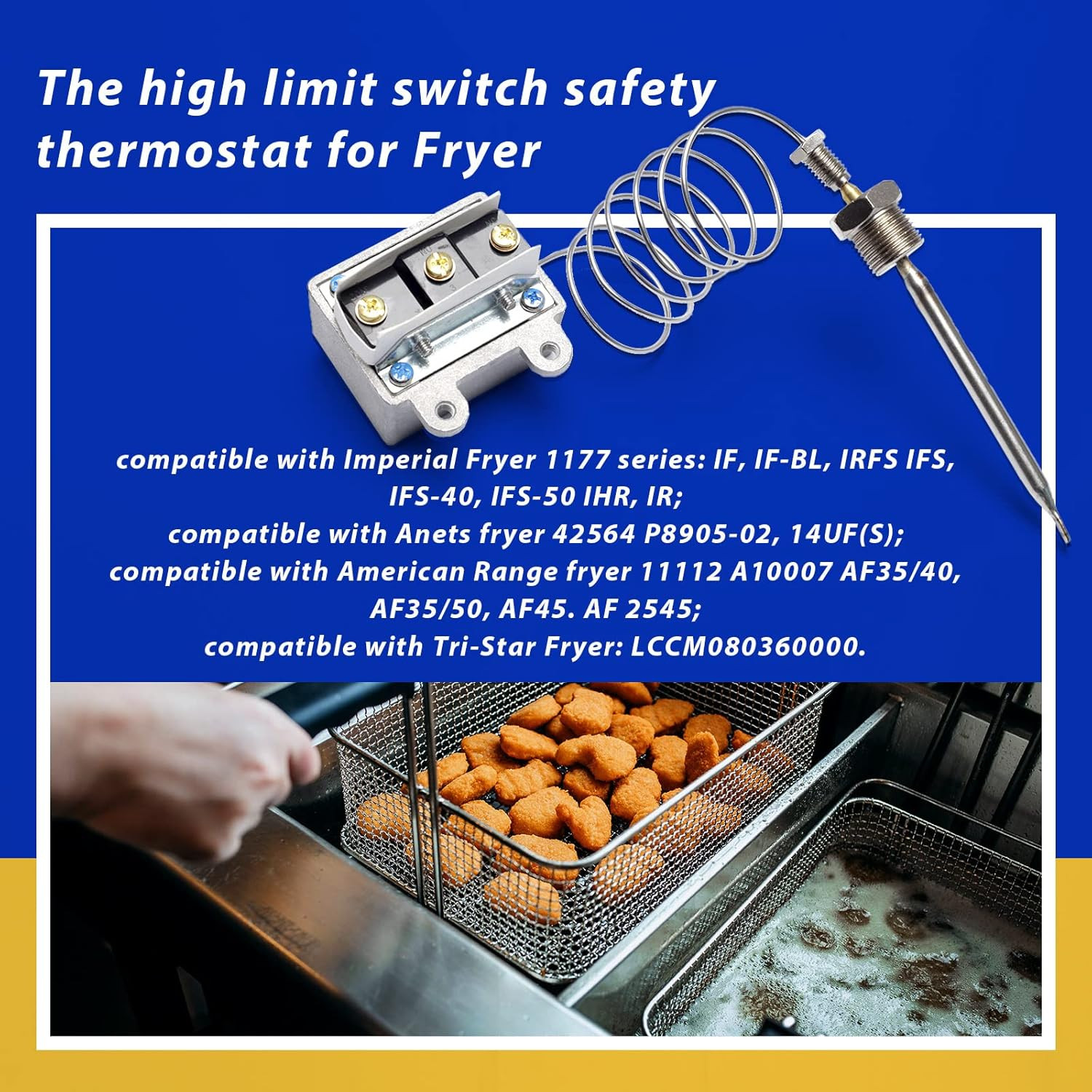 1177 High Limit Thermostat Switch for Fryer 3/8″Mpt Stuff Box, LCCM2003000 Hi Li