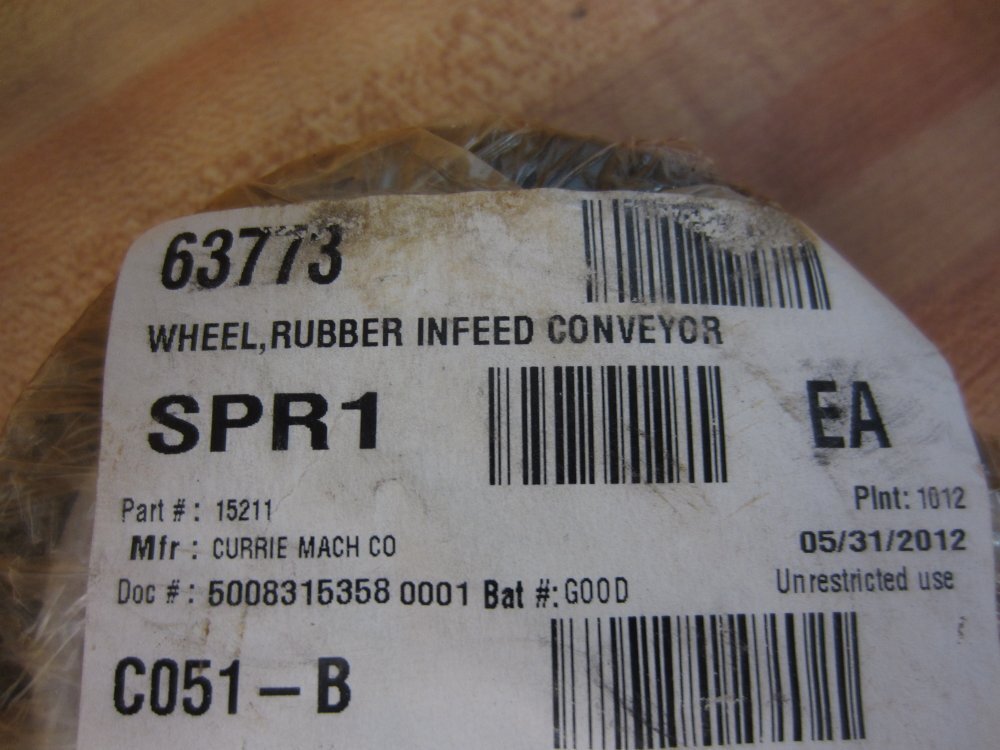 Currie Mach 15211 Rubber Infeed Conveyor Wheel SPR1 (Pack of 3)