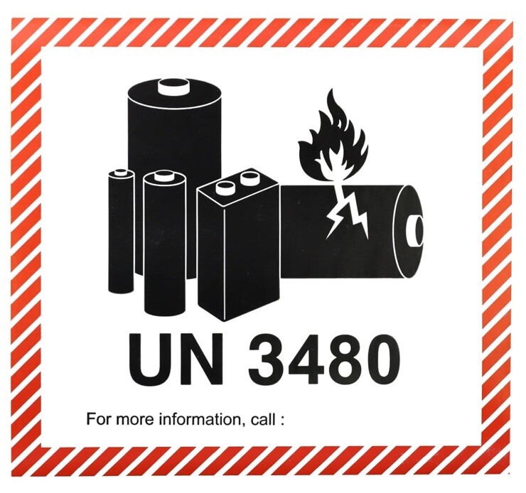 12X UN3480 Shipping Labels For Lithium Ion Battery without Equipment 3.25×4.25”