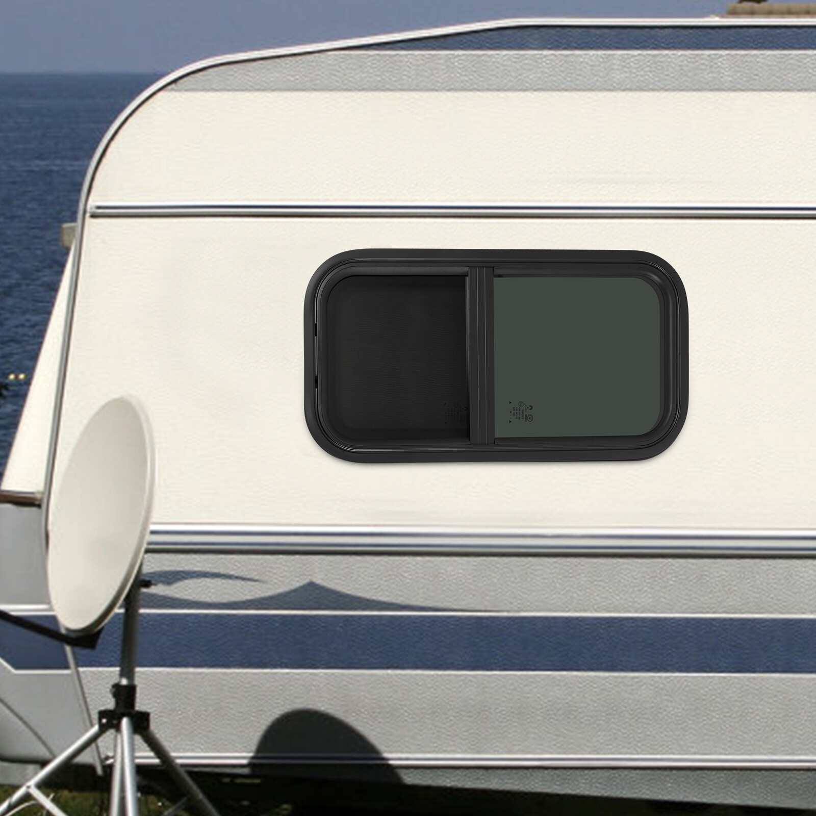 2PCS RV Window Vertical Slide Window 12 x 24in with Trim Rings for Cargo Trailer
