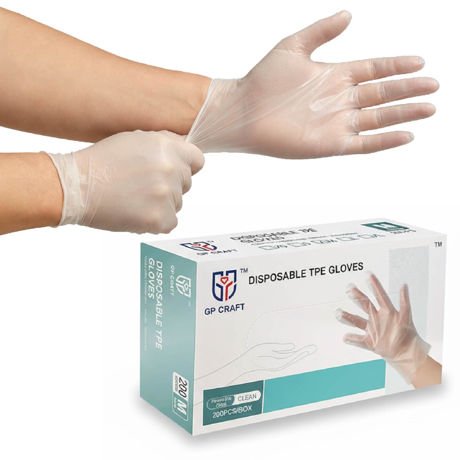 200Pcs Disposable TPE Gloves Food Safe BPA&Latex Free Stretchy for Food Handling