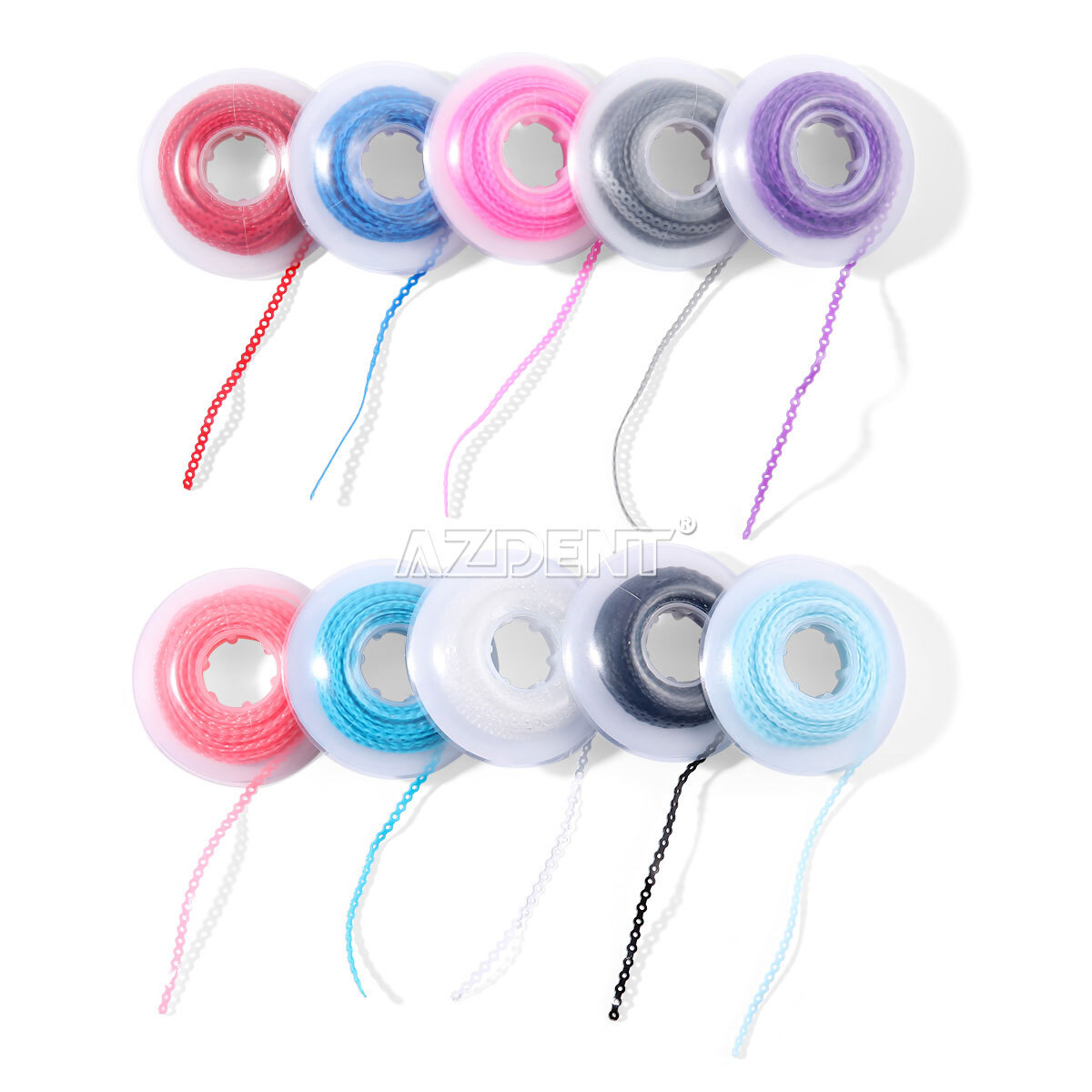 AZDENT Dental Orthodontic Colored Elastic Power Chain Elastic Ligature Ties