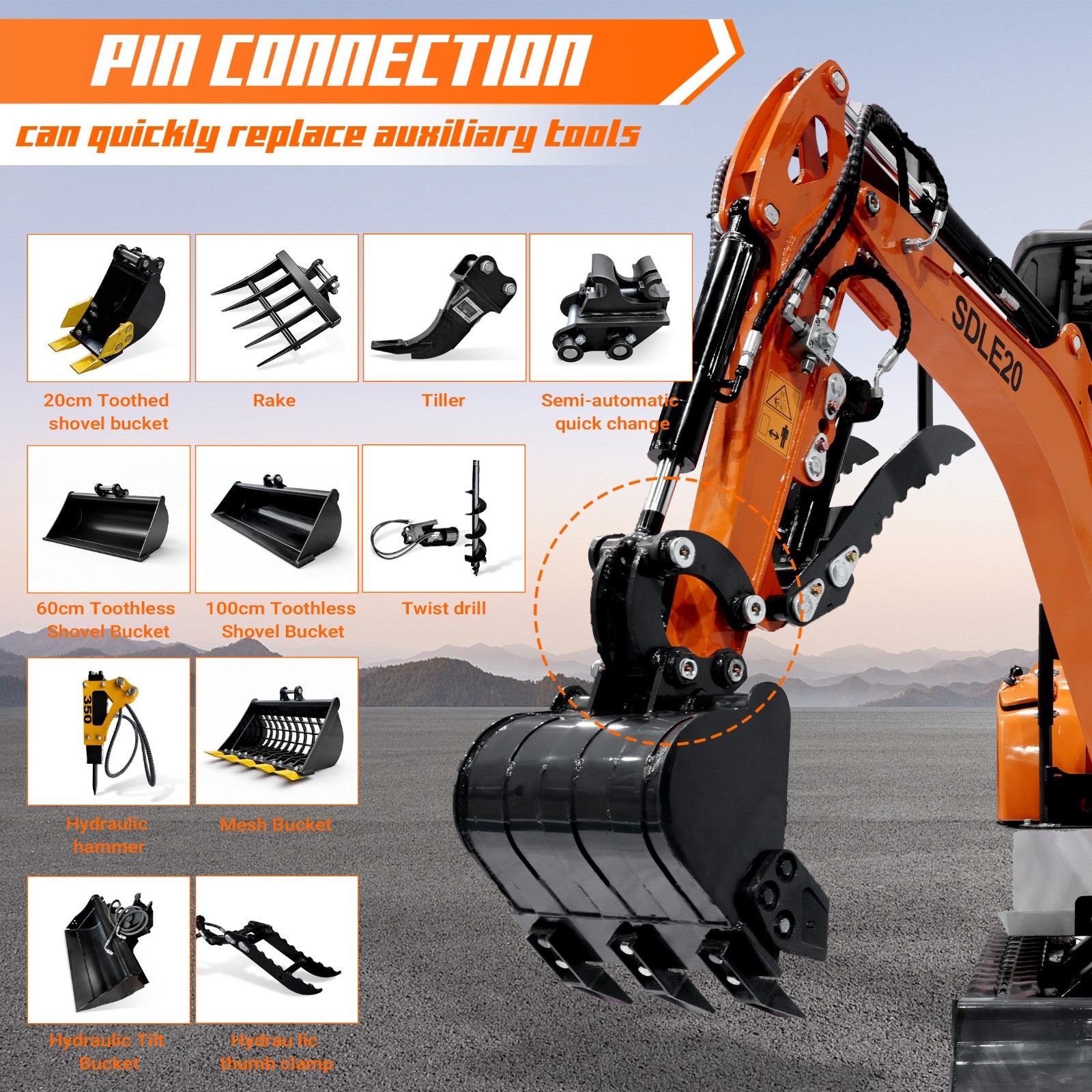 20HP Kubota EPA Mini Excavator | Hydraulic Thumb, Side Tilt & Wide Tracks