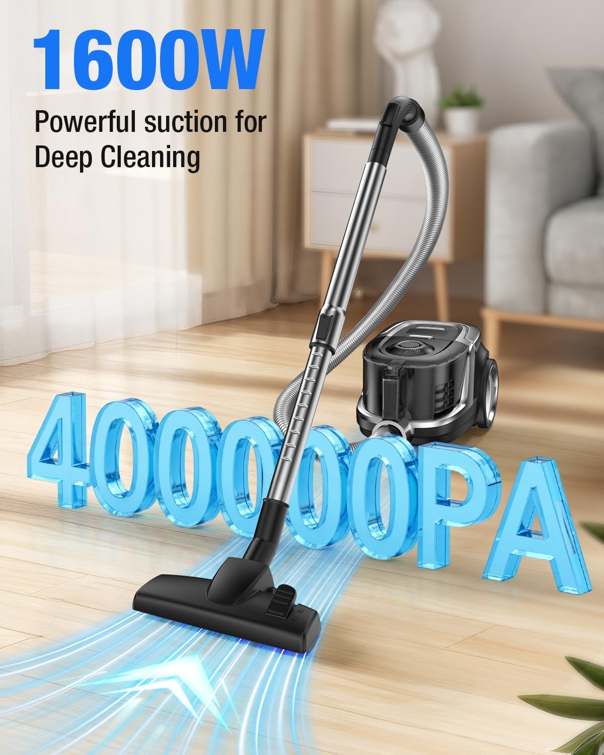 Zefiro Max 1600W Multi-Surface Bagless Canister Vacuum Cleaner 40Kpa Suction