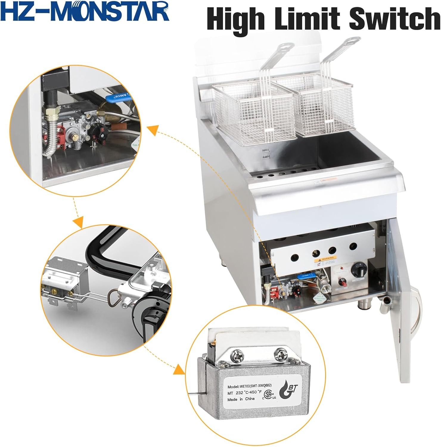 1177 High Limit Fryer Switch Safety, LCCM080360000 Thermostat Limit…