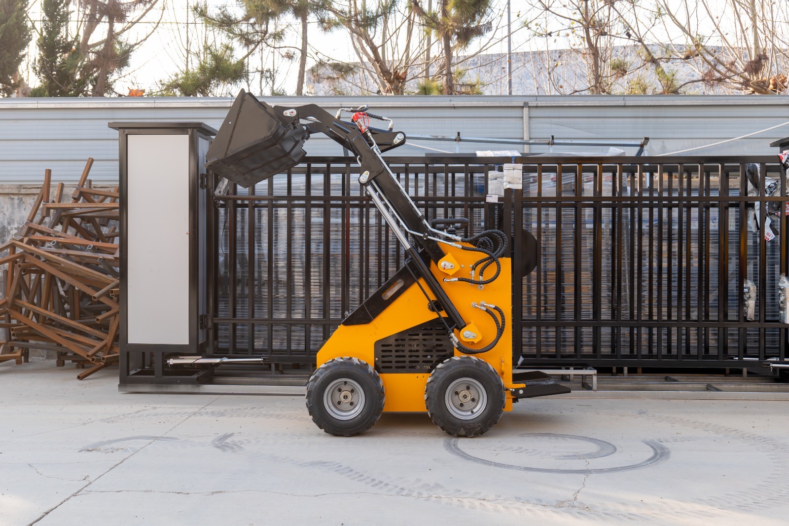 870kg Mini Skid Steer Loader MS380 23HP Dual Pump Wheeled Skid Steer Free Ship