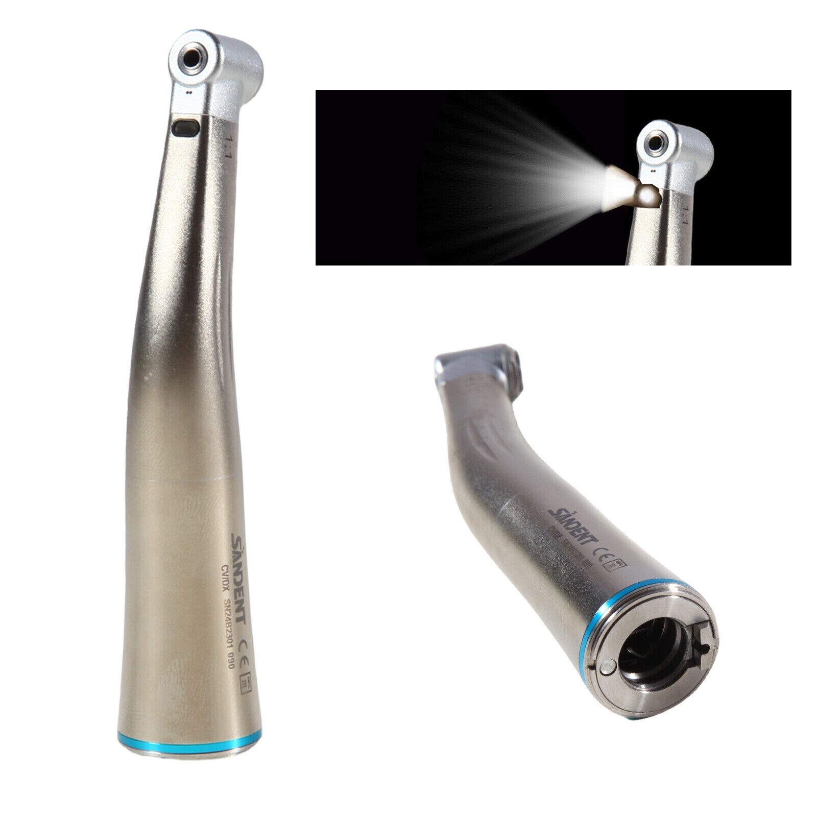 Dental LED Light Fiber Optic Contra Angle 1:1 Low Speed Handpiece DS USA