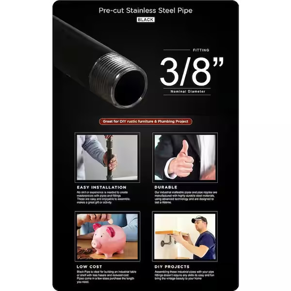 3/8 In. X 48 In. Black Steel Pipe