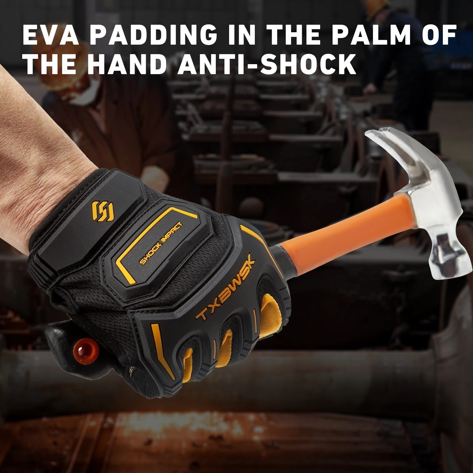1Pair Heavy Duty Work Gloves,Mechanic Gloves ImpactProtection