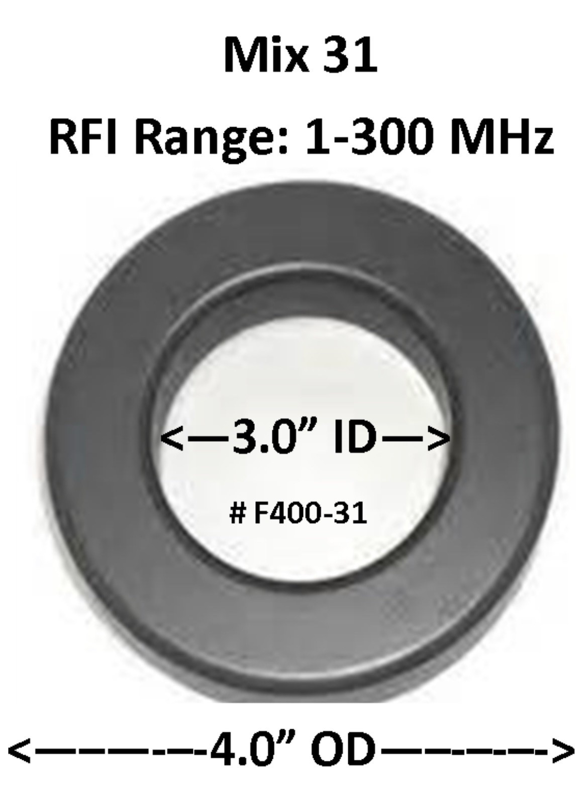 FAIR-RITE FT-400-31 – EXTRA LARGE 4 Inch TOROID – 31 MIX