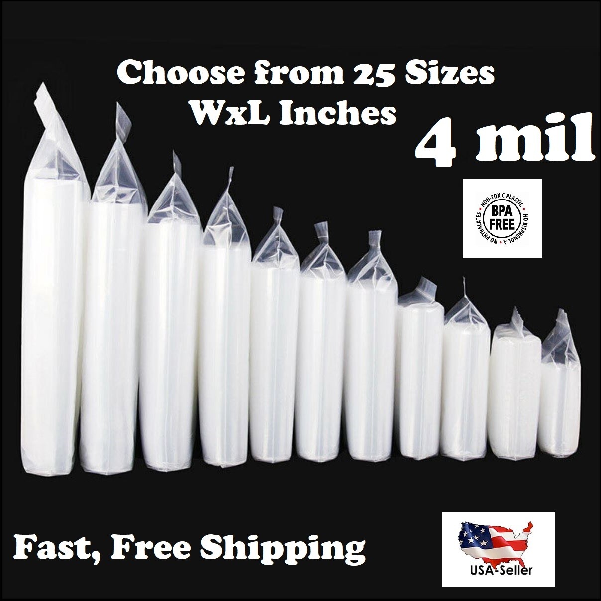 Top Lock Zip Seal Clear Reclosable 4-Mil Plastic Bags Jewelry Storage Baggies