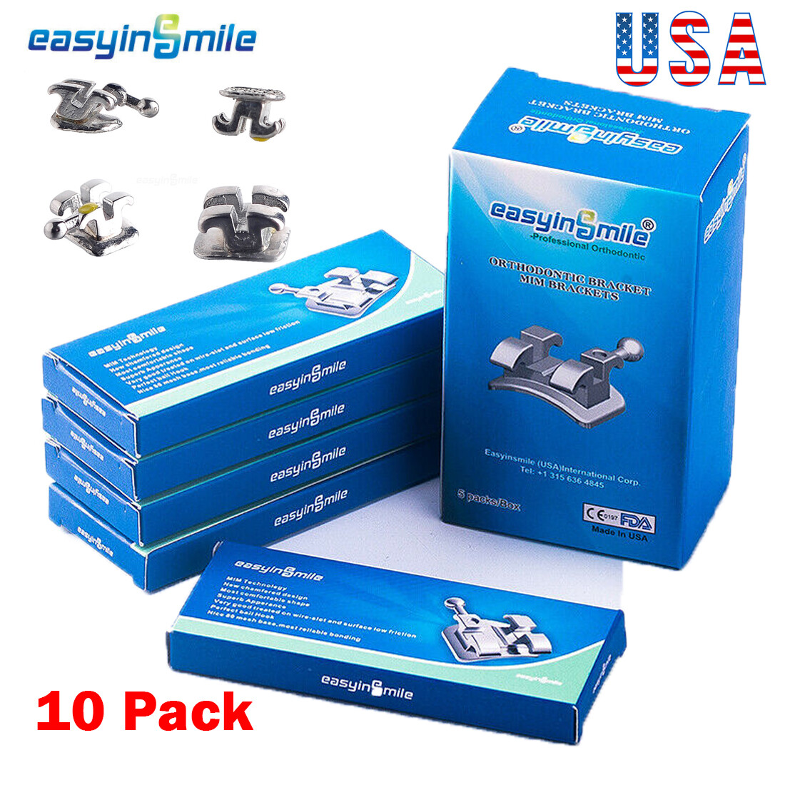 Dental Braces Orthodontic Mini Roth MBT 022 018 Hooks 3/345 Brackets MIM 10Pack