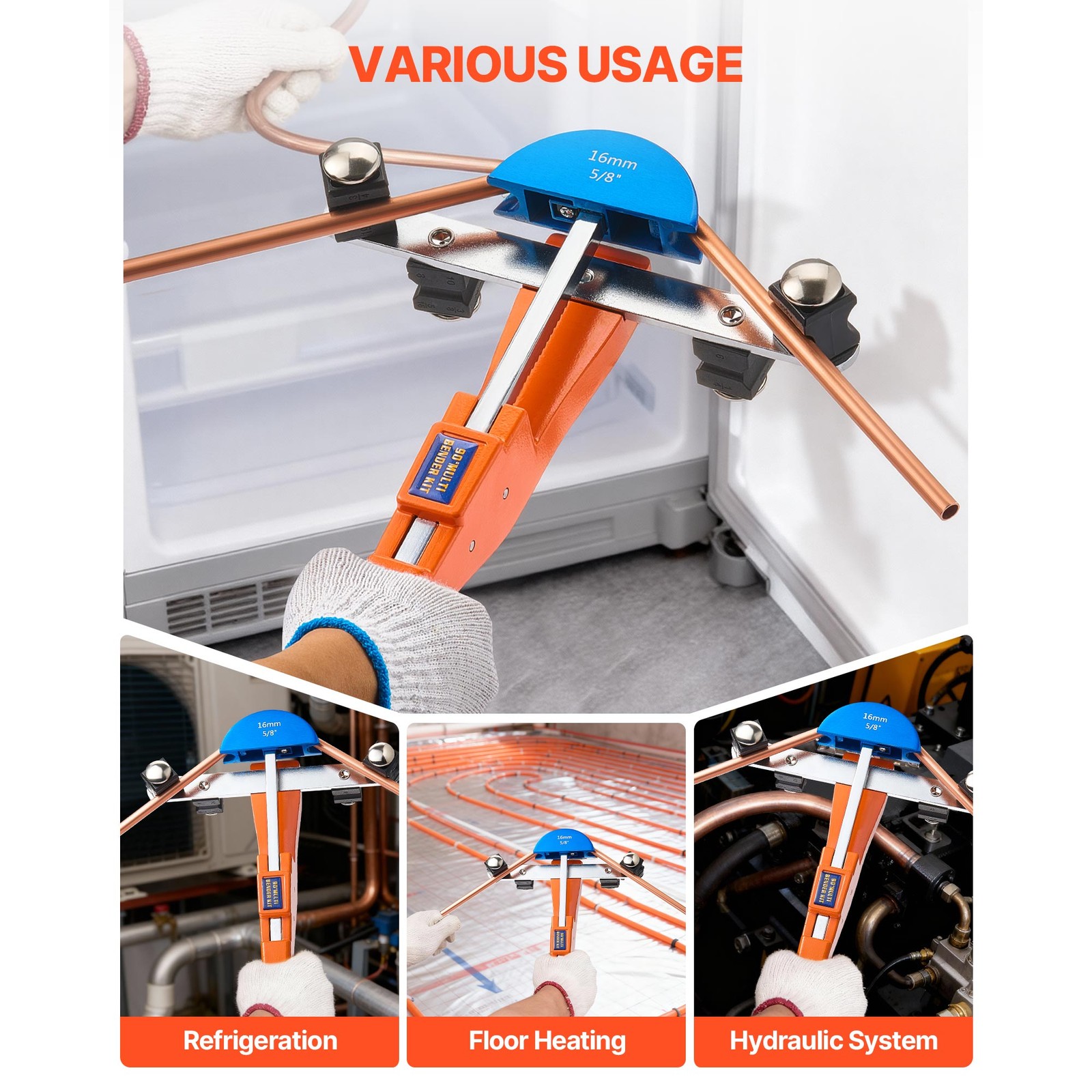 Uimoso Tubing Bender Kit 1/4-7/8 In Ratcheting Pipe Bender with Aluminum Design
