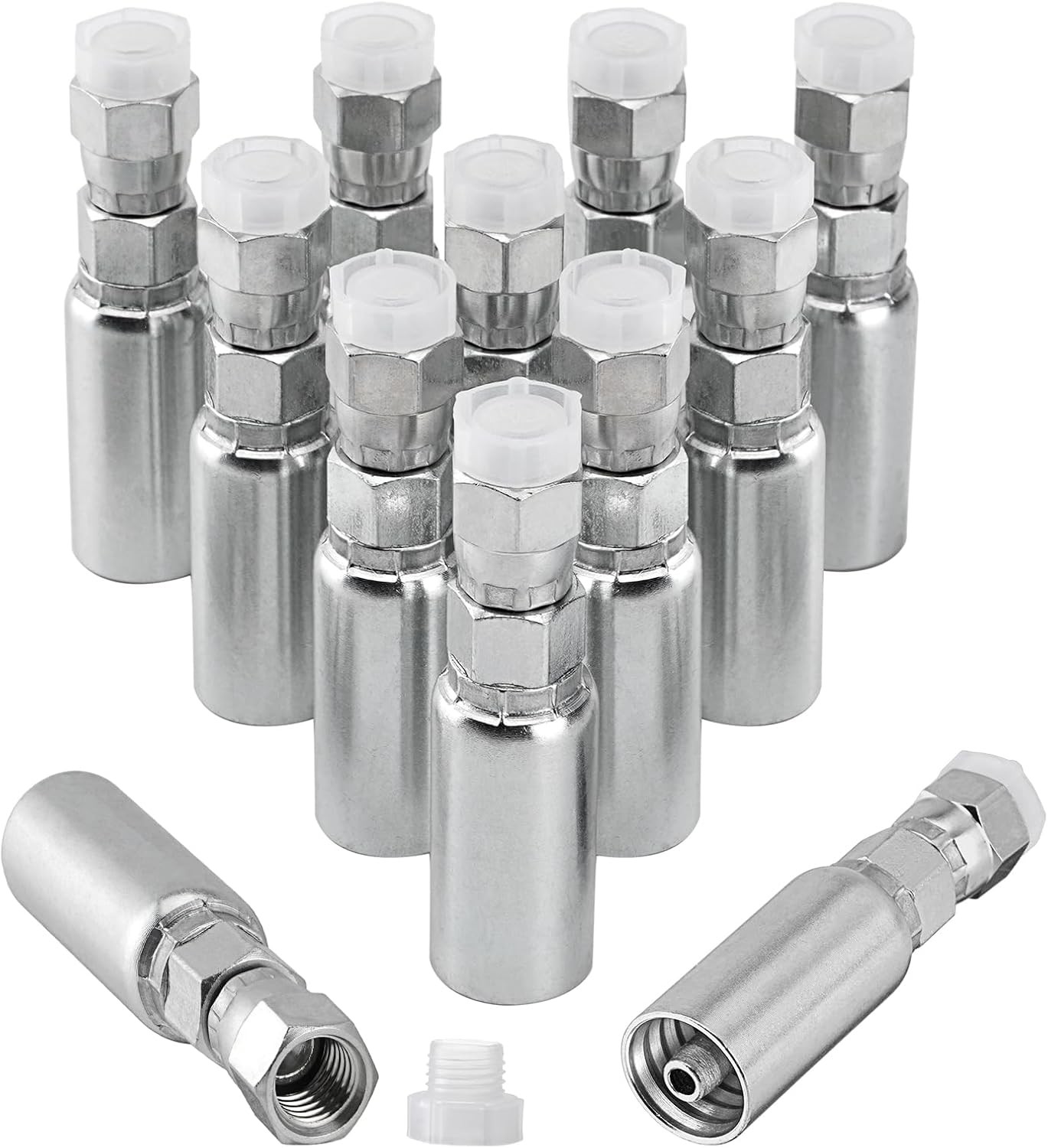 12 PACK 1/4″ Hydraulic Hose End Fittings: 1/4″ I.D. Hose x 1/4″ JIC 37 ° Female
