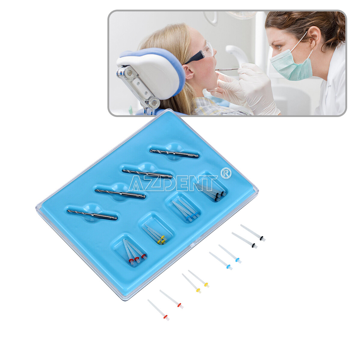 5 Packs Dental High-intensity AAA Fiber Posts Resin Screw Thread Glass 4 Drills