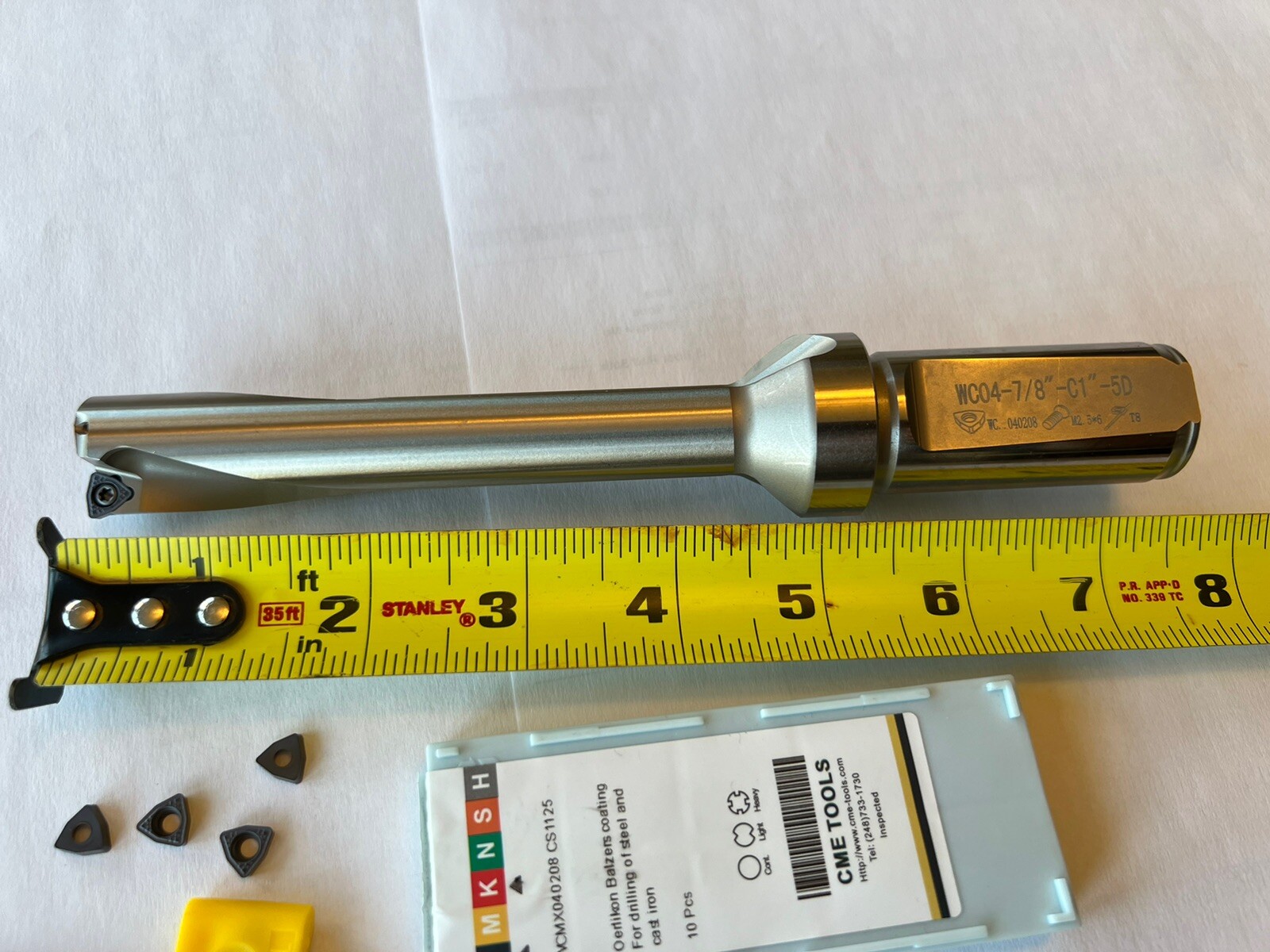 U drill 5D 7/8”x4-3/8”x7-1/2”, X-long,index, Extra 10pcs inserts #UD5-78