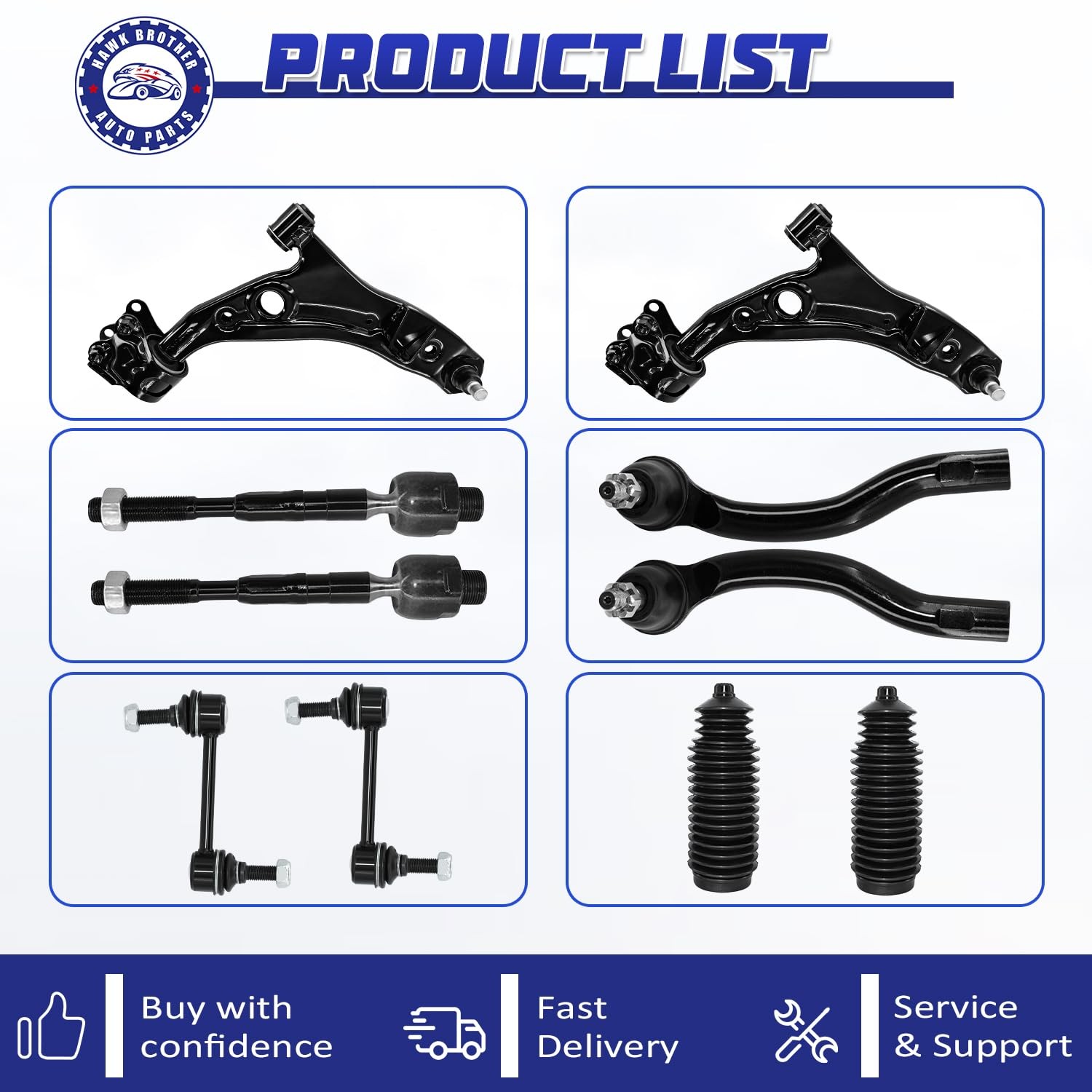 10pcs Suspension Kit Fits 2007-2014 Ford Edge 2007-2015 Lincoln MKX