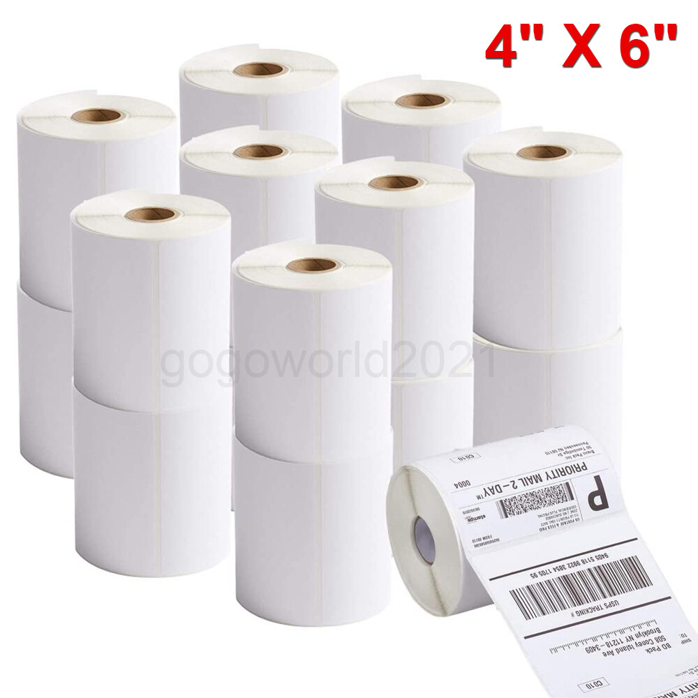 4″X6″ 250 Direct Thermal Blank Shipping Labels for Zebra 2844 ZP450 ZP500 ZP505