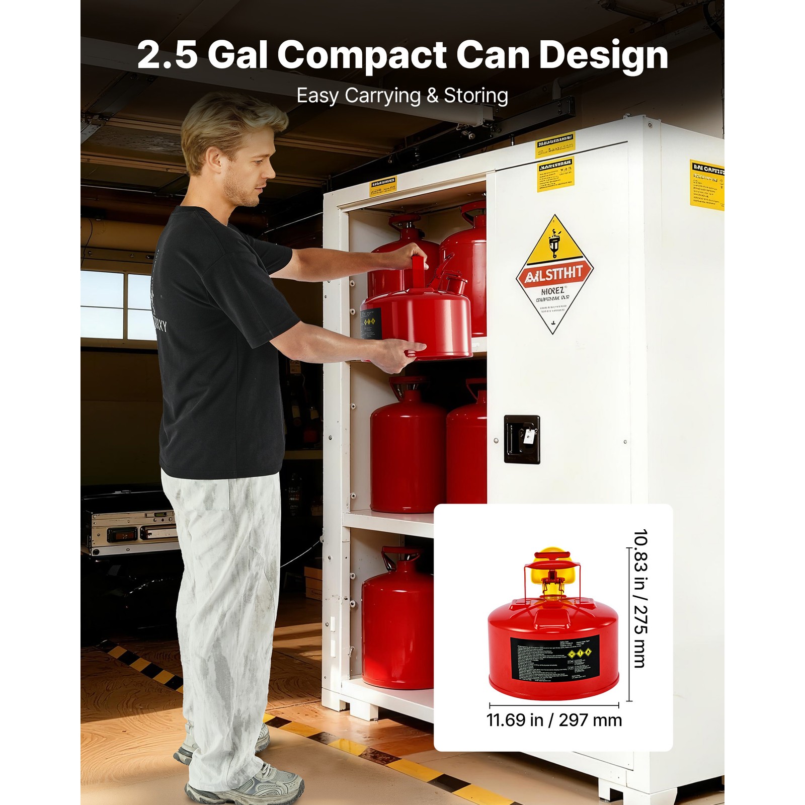 Uimoso 2.5 Gallon Red Safety Gas Can with Flame Arrester and Funnel