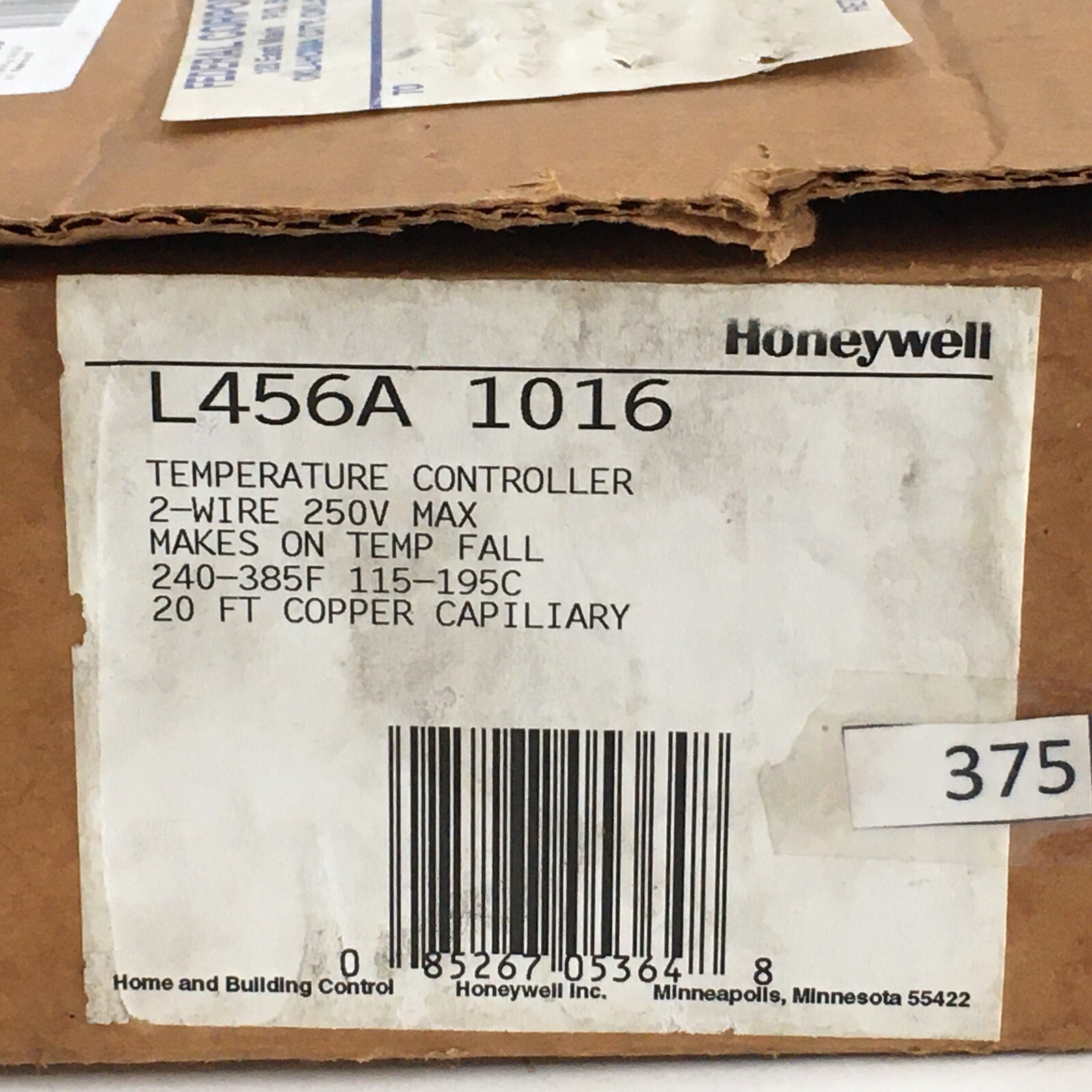 *New-Open-Box* Honeywell L456A 1016 Temperature Controller 2-Wire + *Warranty*