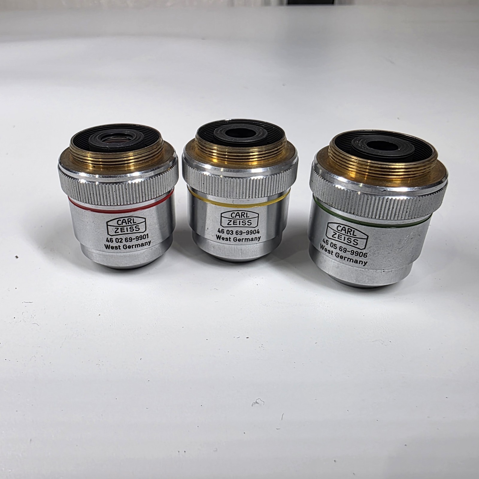 Carl Zeiss Microscope Lens Lot Epiplan HD 4/0.1 8/0.2 16/0.35 West Germany