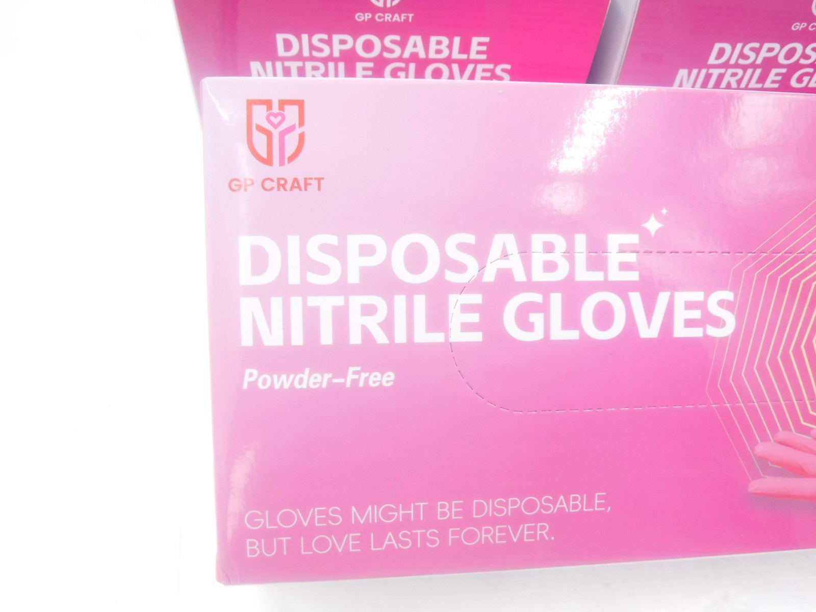 500 Pack GP Craft Size Medium Pink Disposable Pink Nitrile Gloves